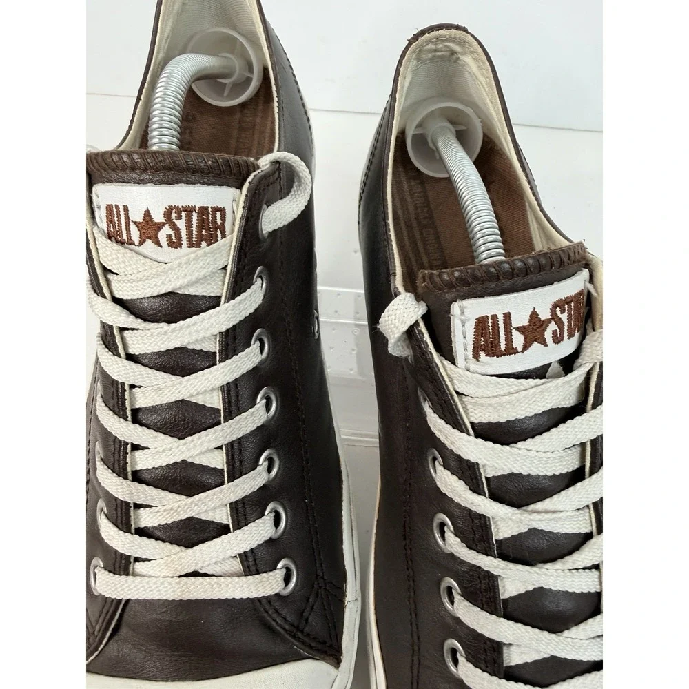 Converse All Star Brown Leather Low Top Sneakers Men's 11.5 Chuck Taylor Casual - Picture 4 of 11